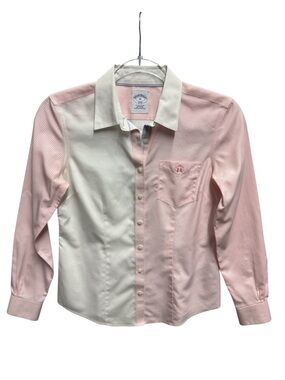 Brooks Brothers Pure All Cotton Knit Pinstripe Fitted Non Iron Dress Shirt